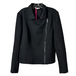 Cato Women's Long Sleeves Textured Stretch Fabric Black Moto Jacket Size Large